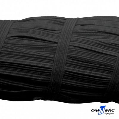 Резиновые нити с текстильным покрытием, шир. 6 мм (55 м/уп), цв.-черный - купить в Калининграде. Цена: 210.75 руб.