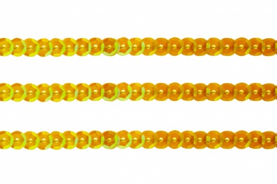 Пайетки "ОмТекс" на нитях, CREAM, 6 мм С / упак.73+/-1м, цв. 92 - золото - купить в Калининграде. Цена: 484.77 руб.
