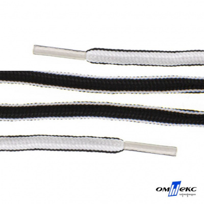 Шнурки #4-27, круглые 130 см, двухцветные (черно/белый) - купить в Калининграде. Цена: 47.04 руб.