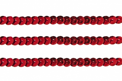 Пайетки "ОмТекс" на нитях, SILVER-BASE, 6 мм С / упак.73+/-1м, цв. 3 - красный - купить в Калининграде. Цена: 468.37 руб.