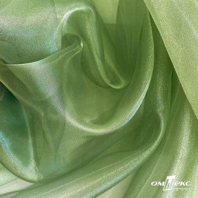 Ткань органза, 100% полиэстр, 28г/м2, шир. 150 см, цв. #27 зеленый - купить в Калининграде. Цена 86.24 руб.