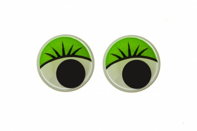 Глазки для игрушек, круглые, с бегающими зрачками, 15 мм/упак.50+/-2 шт, цв. -зеленый - купить в Калининграде. Цена: 113.01 руб.