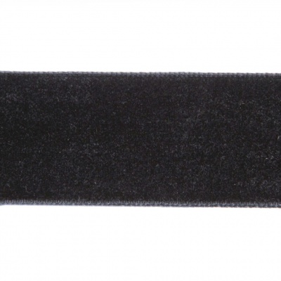 Лента бархатная нейлон, шир.25 мм, (упак. 45,7м), цв.03-черный - купить в Калининграде. Цена: 800.84 руб.