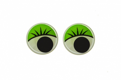 Глазки для игрушек, круглые, с бегающими зрачками, 12 мм/упак.50+/-2 шт, цв. -зеленый - купить в Калининграде. Цена: 95.04 руб.