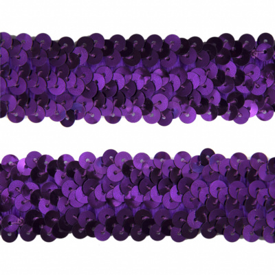 Тесьма с пайетками 12, шир. 30 мм/уп. 25+/-1 м, цвет фиолет - купить в Калининграде. Цена: 1 098.48 руб.