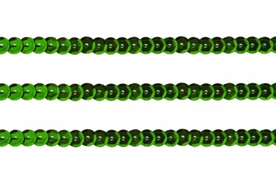 Пайетки "ОмТекс" на нитях, SILVER-BASE, 6 мм С / упак.73+/-1м, цв. 4 - зеленый - купить в Калининграде. Цена: 484.77 руб.