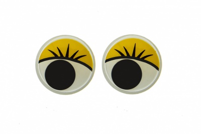 Глазки для игрушек, круглые, с бегающими зрачками, 15 мм/упак.50+/-2 шт, цв. -желтый - купить в Калининграде. Цена: 113.01 руб.